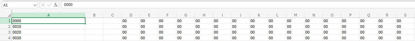 Microsoft Excel Online split text to columns end result