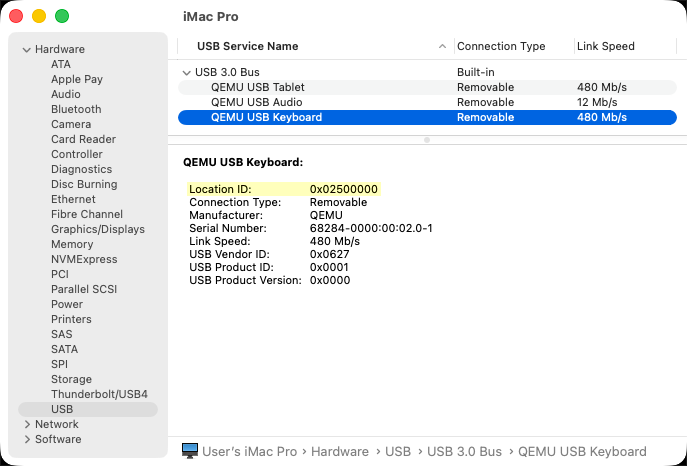System Information / USB System Information -> USB