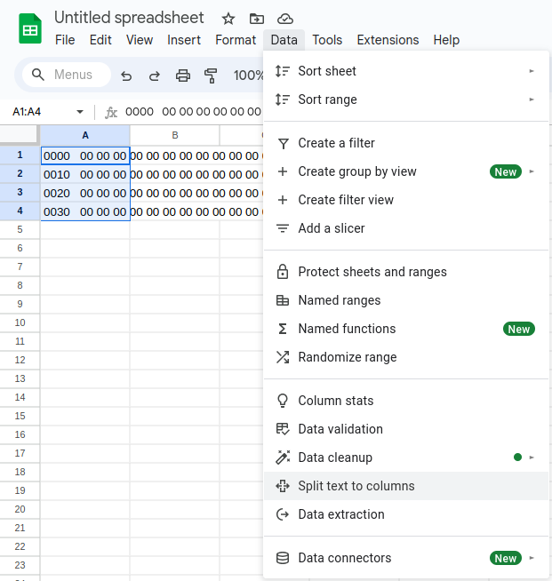 Google Sheets split text to columns