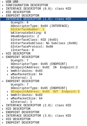 Wireshark frame view with report descriptor configuration Wireshark frame view with report descriptor configuration